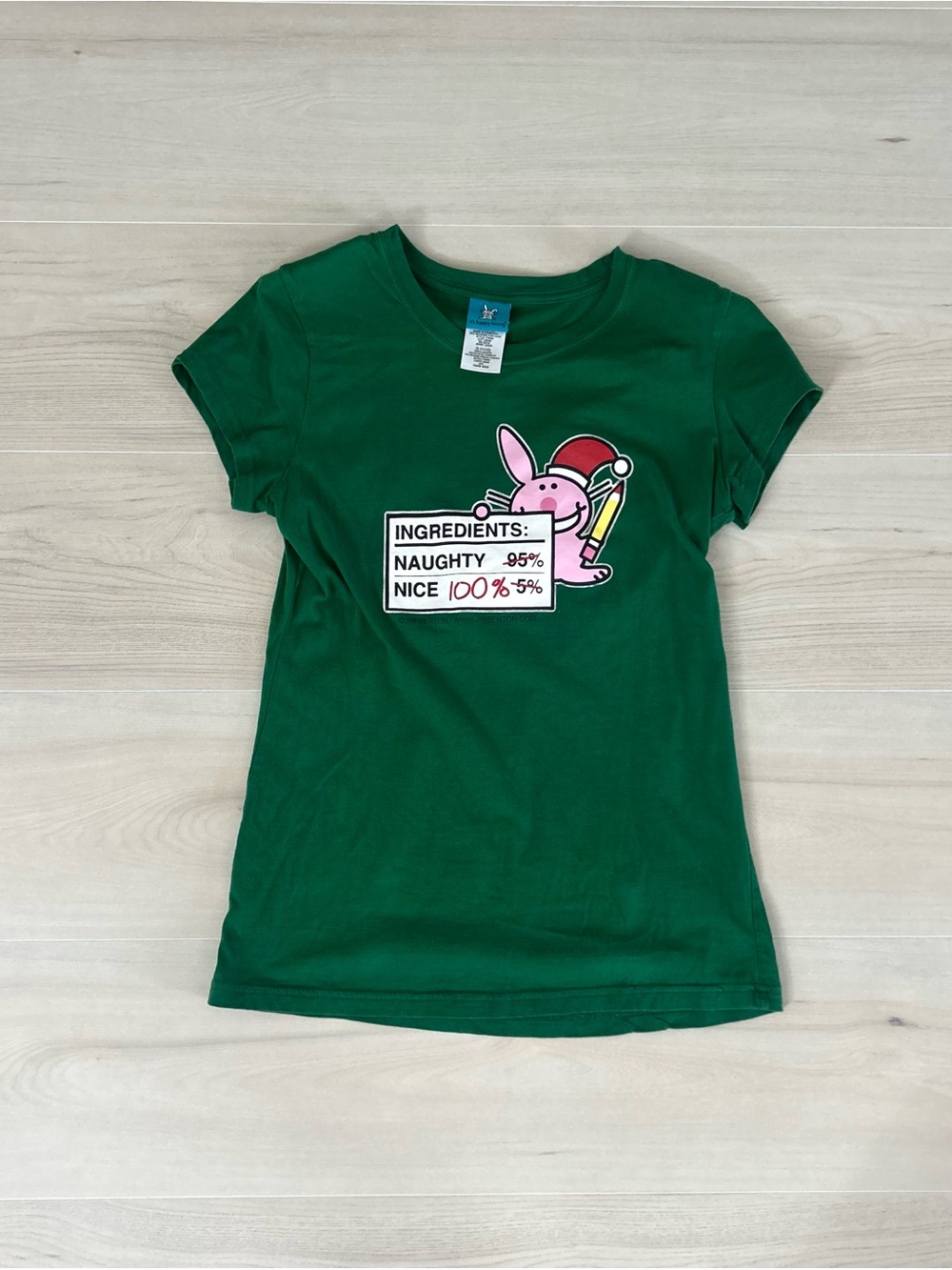 green christmas happy bunny fitted tee
